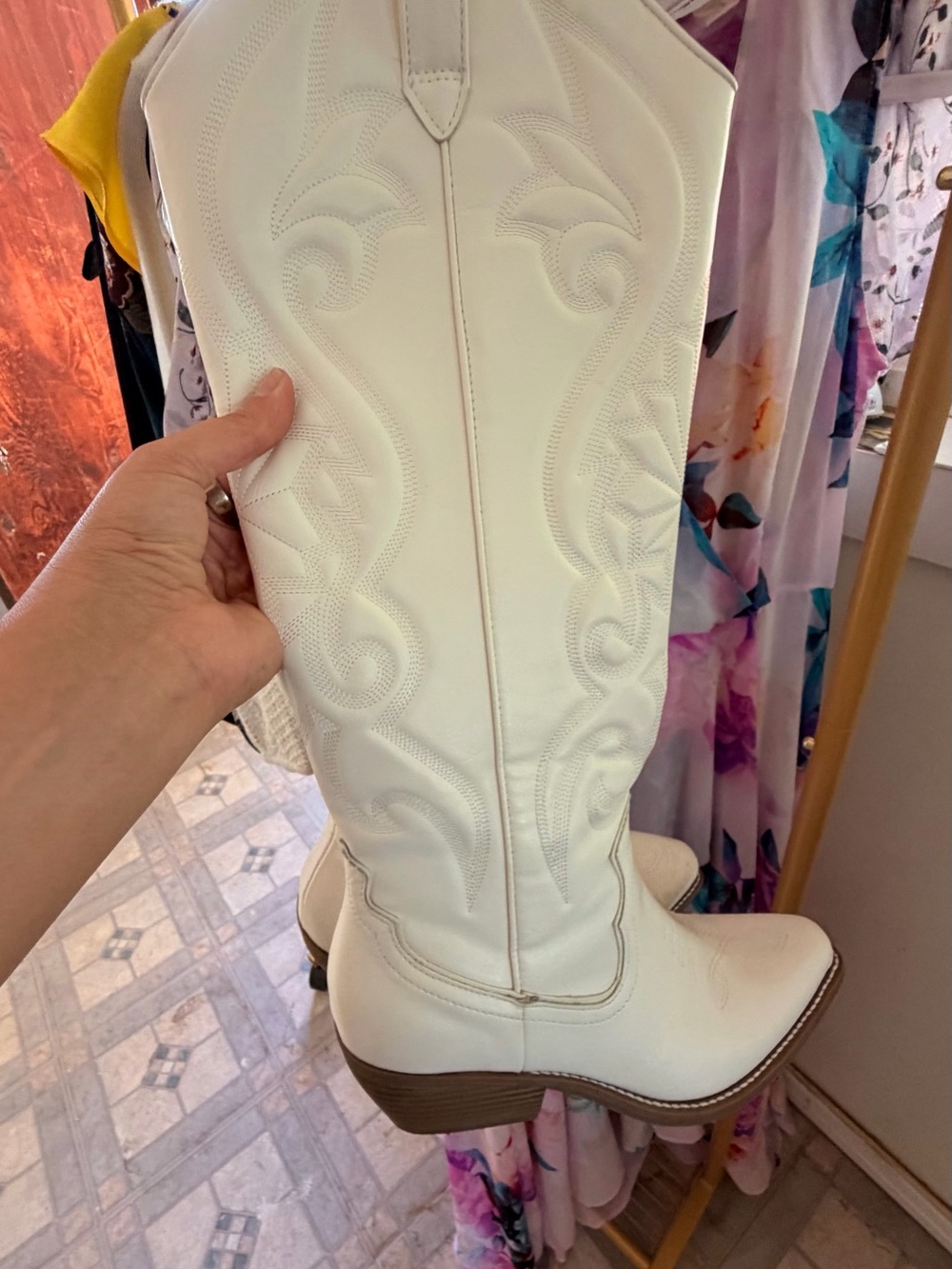 wild fable White Western Knee-High Heeled Boots